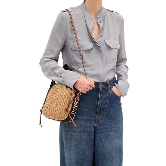 Chloe` Women Woody Small Basket Bag In Natural Fibers - Picture 3 of 6